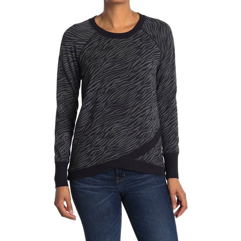 Philosophy Women's Long Sleeve Modal Blend Top Black Grey Zebra Print Small $68 - Picture 1 of 5